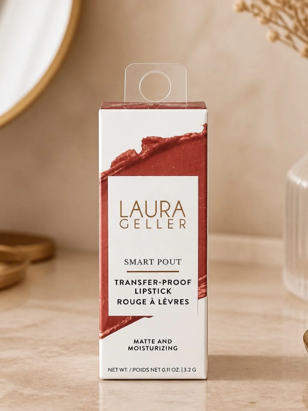 Laura Geller Smart Pout Transfer-Proof Lipstick Warm Brick Red